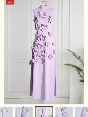 Sleeveless Floral Appliqué Maxi Dress